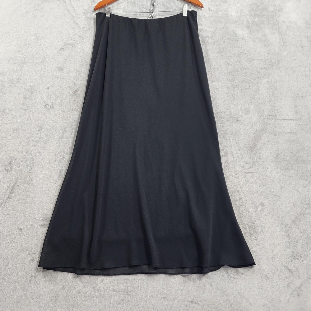 Vintage Chadwicks Skirt Womens 12P PETITE Black Chiffon Lined Maxi Pull On Goth